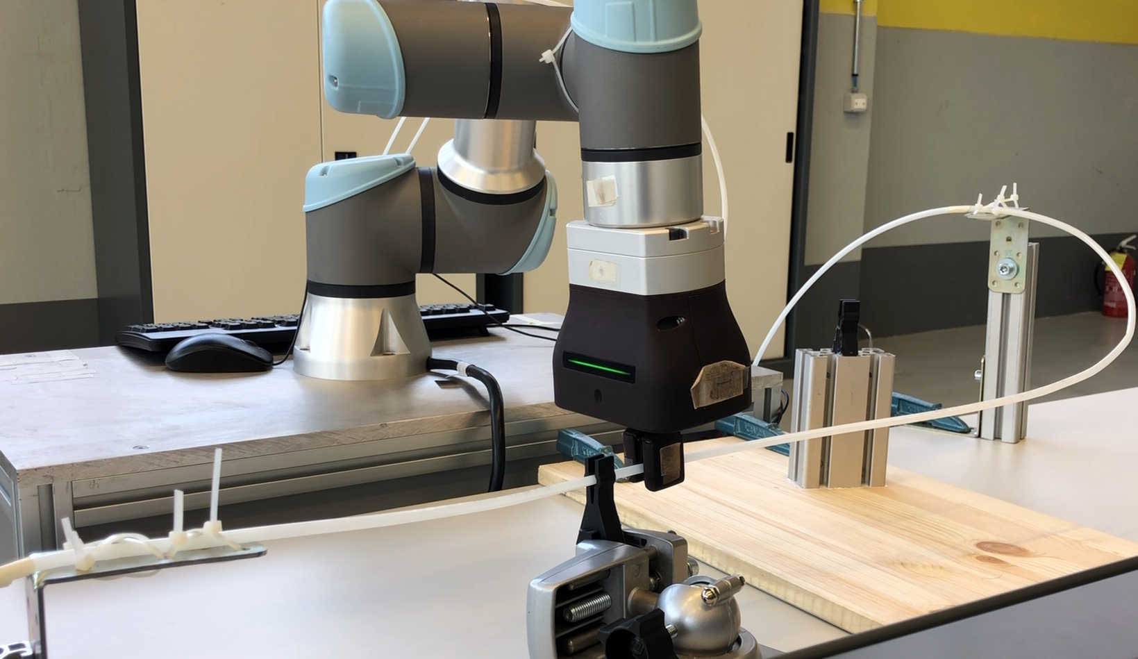Touch and slide cable routing operations with collaborative robots